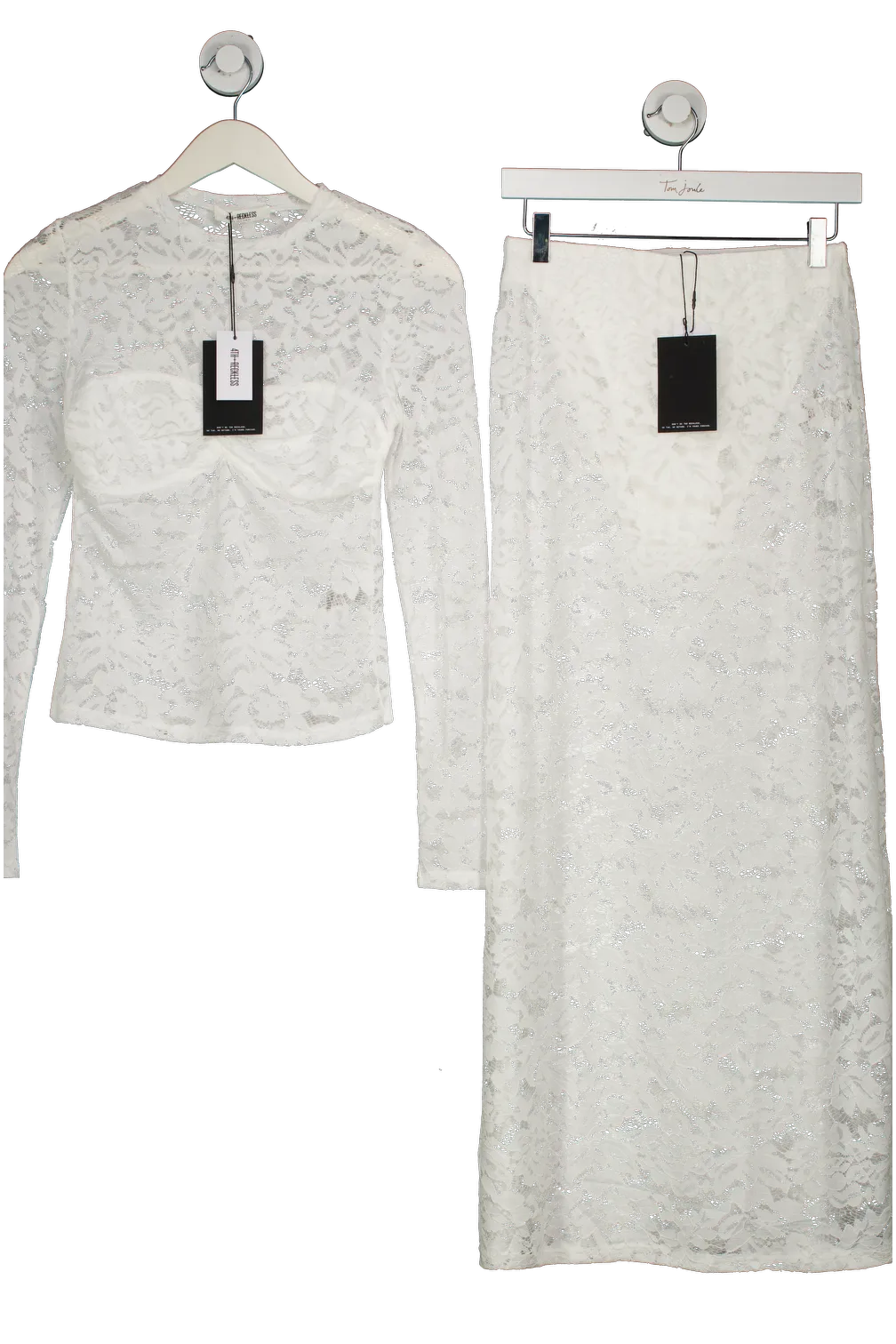 4th & Reckless White Abi Lace Top UK 8