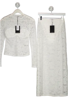 4th & Reckless White Abi Lace Top UK 8