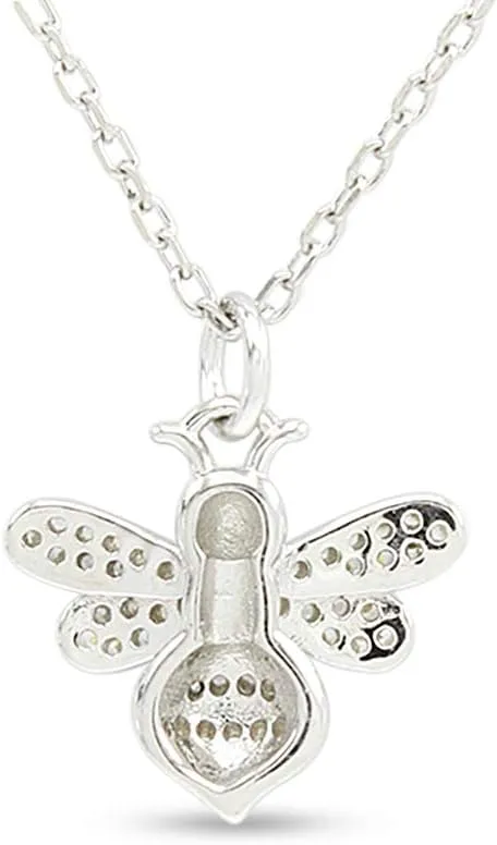 AFFY 14k Gold Over Sterling Silver Bee Bumblebee Pendant Necklace Round White Cubic Zirconia 16" 2" Chain