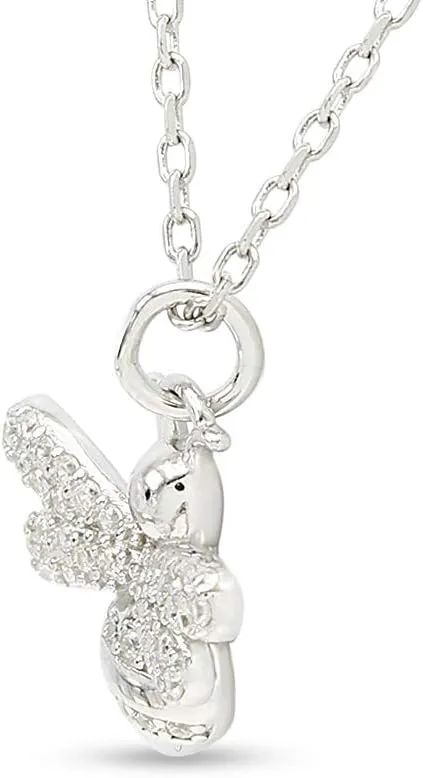 AFFY 14k Gold Over Sterling Silver Bee Bumblebee Pendant Necklace Round White Cubic Zirconia 16" 2" Chain