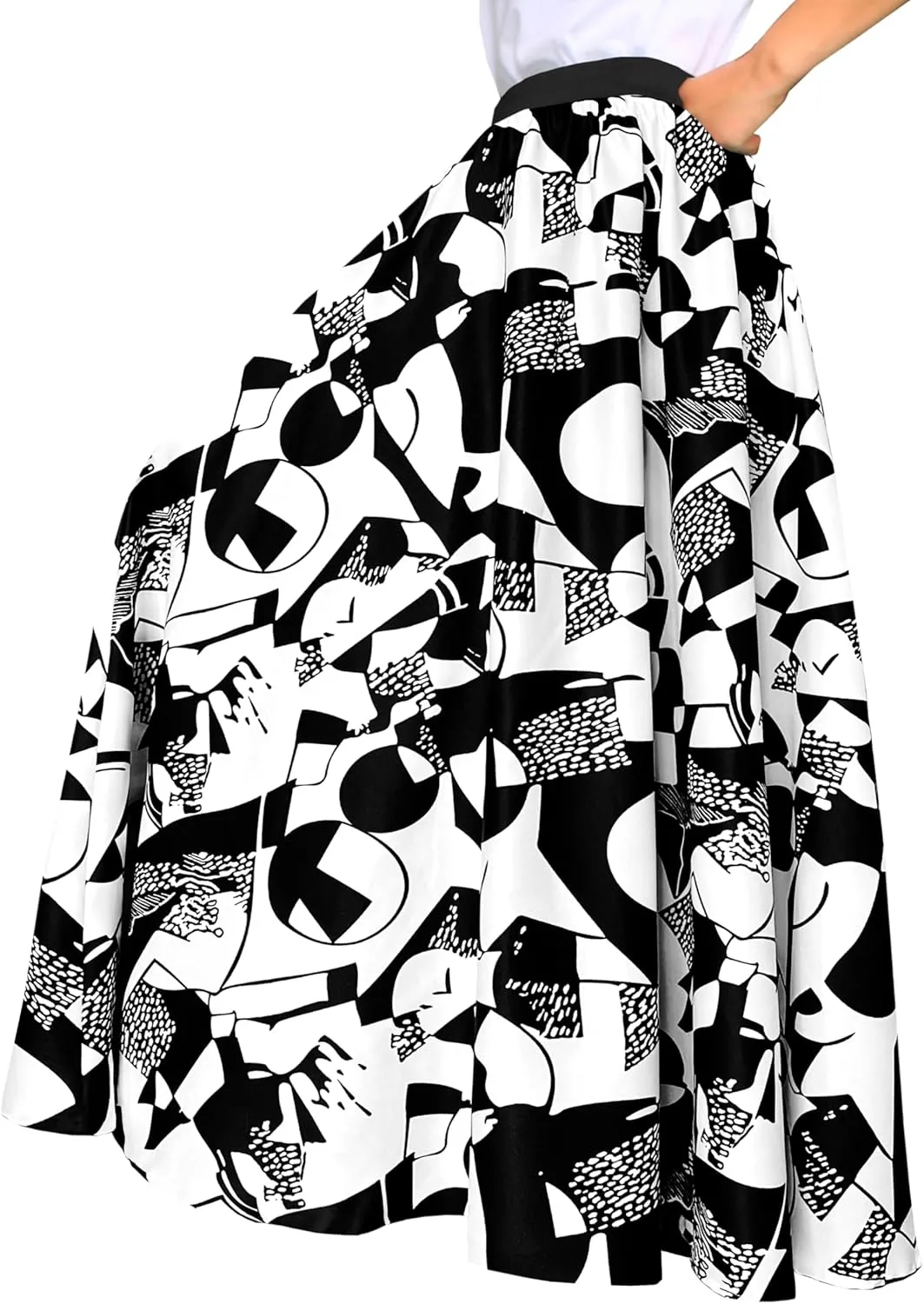 Afibi Women African Skirt Printed Ankara Maxi Skirt Dashiki Long Skirts with Pockets