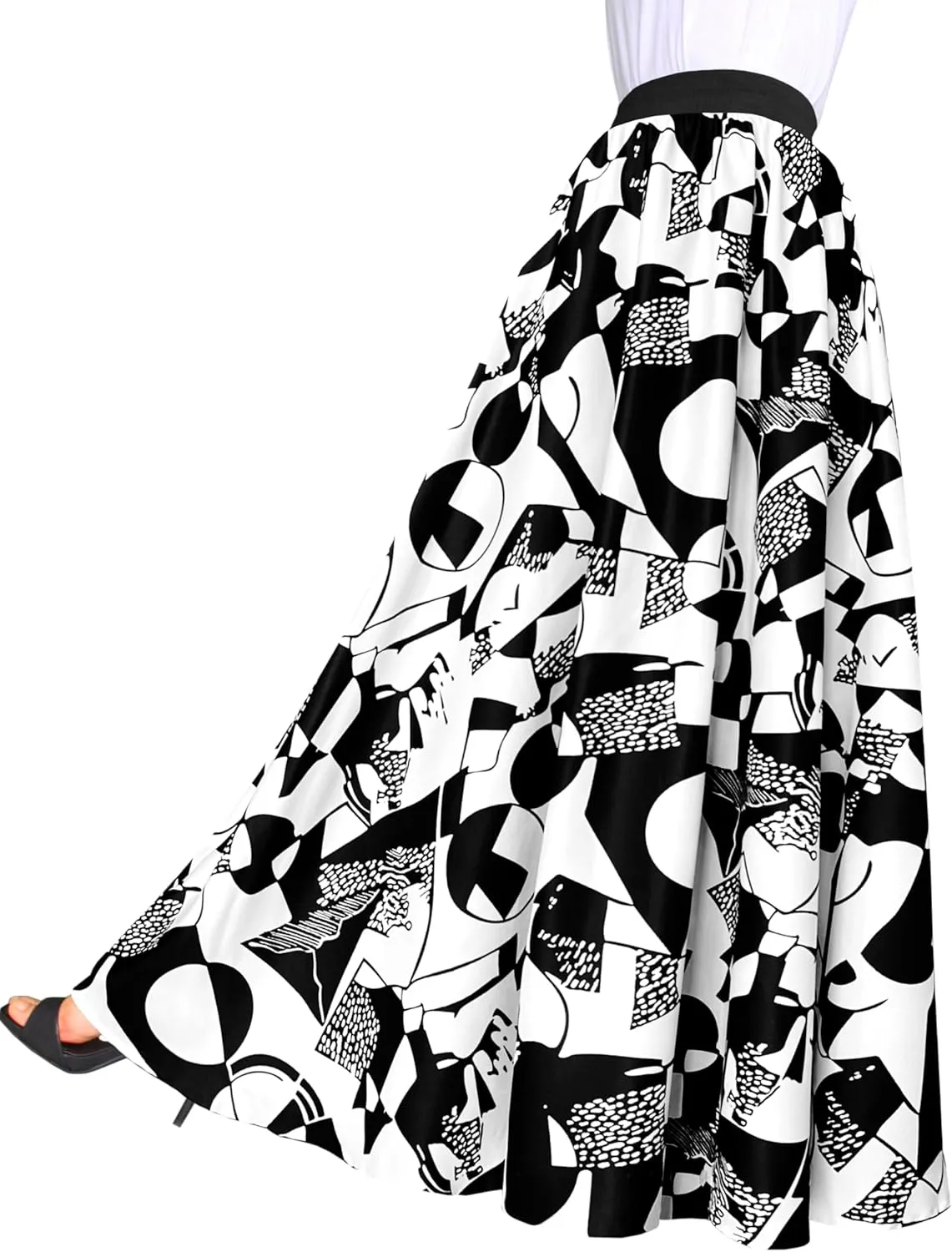 Afibi Women African Skirt Printed Ankara Maxi Skirt Dashiki Long Skirts with Pockets
