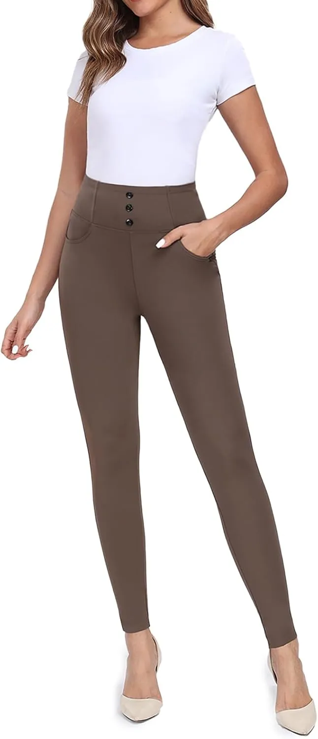 Agenlulu High Waisted Dress Pants for Women Slim Pencil Leg Elastic Waist Pull On Work Slacks for Women Business Casual