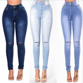 Aiertu nba outfit for women EBay Women's Slimming High Elastic Ripped Jeans Pencil Pants