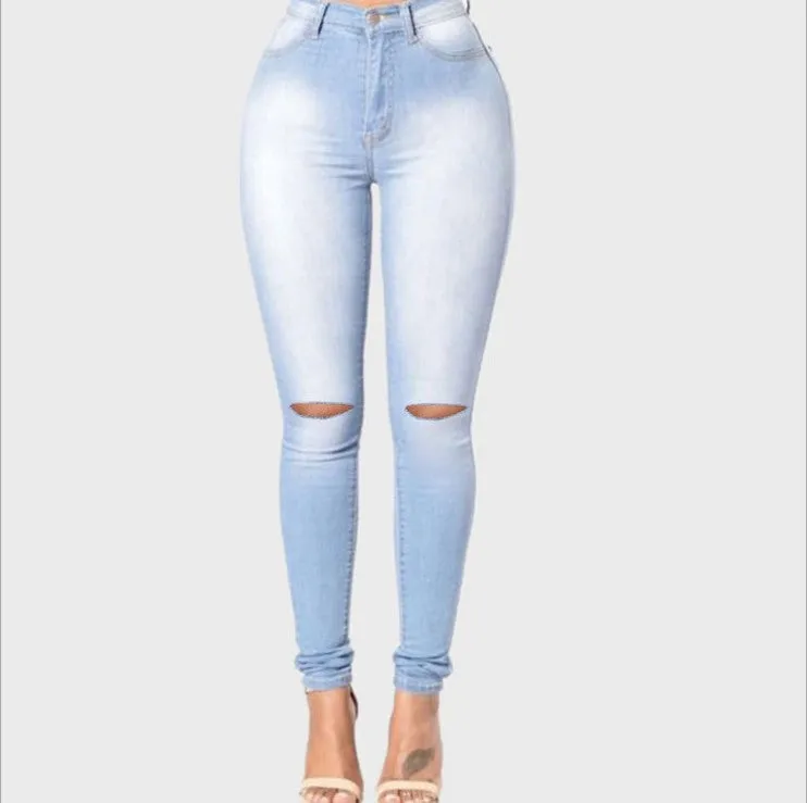 Aiertu nba outfit for women EBay Women's Slimming High Elastic Ripped Jeans Pencil Pants
