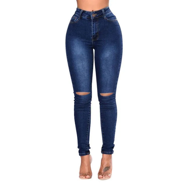 Aiertu nba outfit for women EBay Women's Slimming High Elastic Ripped Jeans Pencil Pants