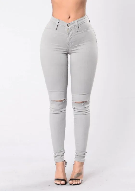 Aiertu nba outfit for women EBay Women's Slimming High Elastic Ripped Jeans Pencil Pants