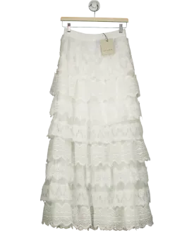 All Saints White  Lizi Tiered Lace Maxi Skirt UK 8