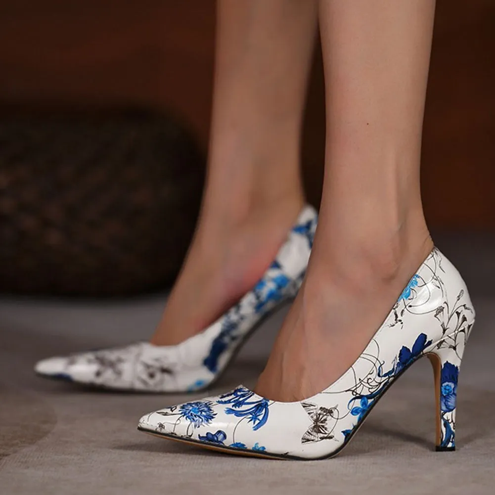 Amozae 2023  Elegant Concise Office Temperament Pumps Women Pointed Toe Thin High Heels Flower Ladies Pumps Professional Shoes
