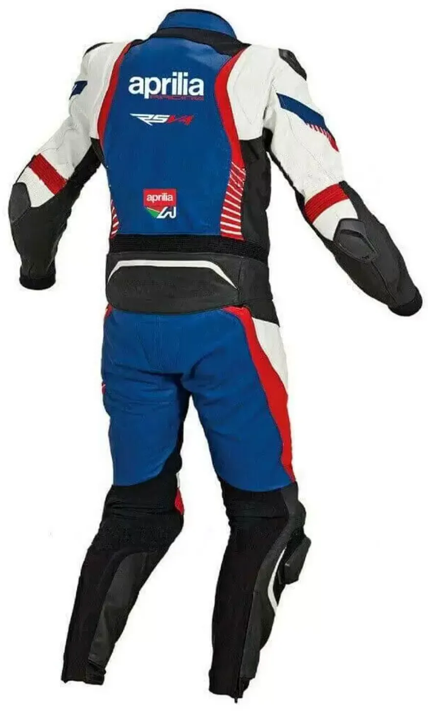 APRILIA MEN BLACK MOTORCYCLE LEATHER RACING SUIT
