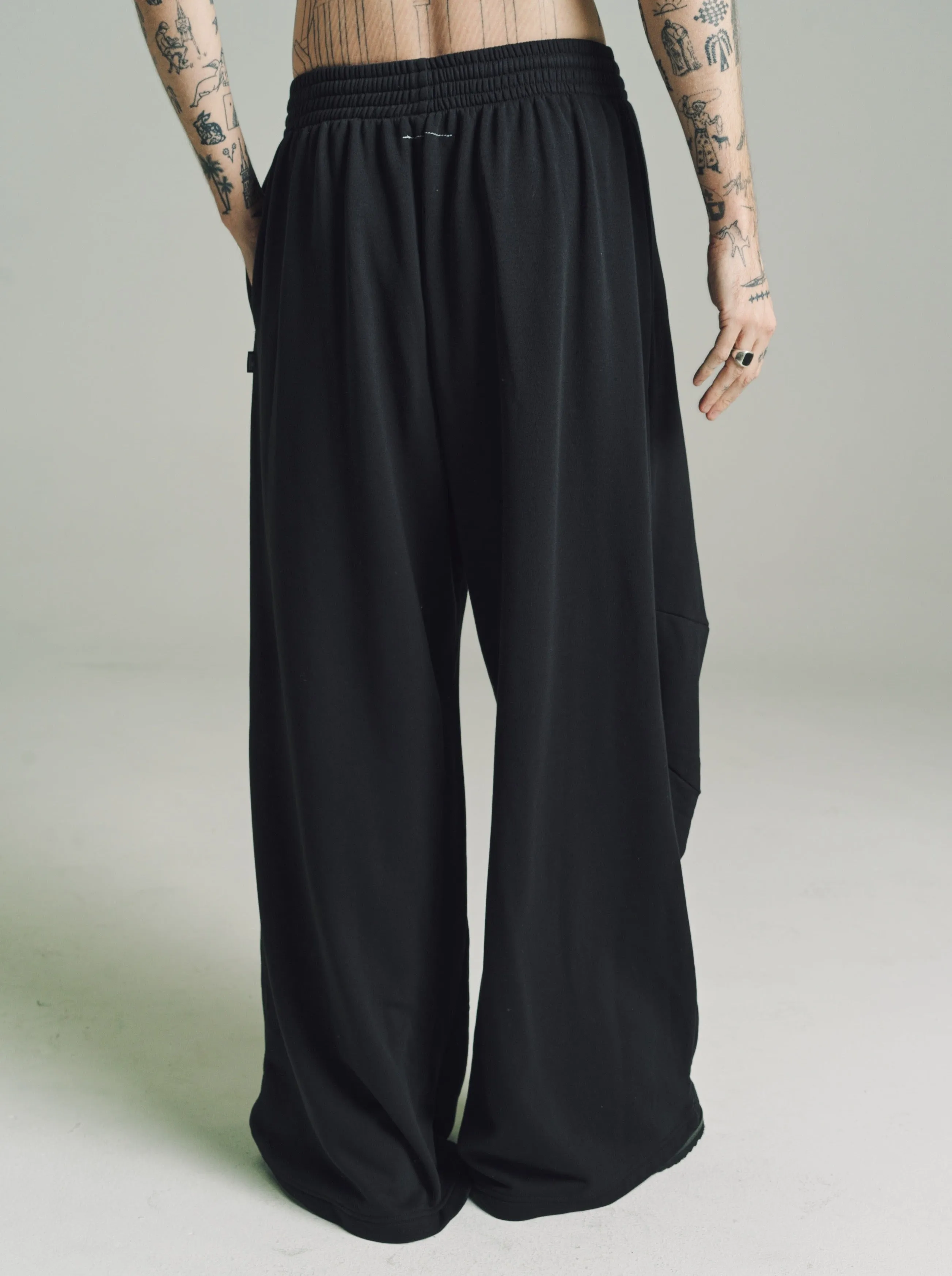 Black Wide Leg Sweat Jersey Pants