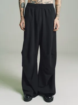 Black Wide Leg Sweat Jersey Pants