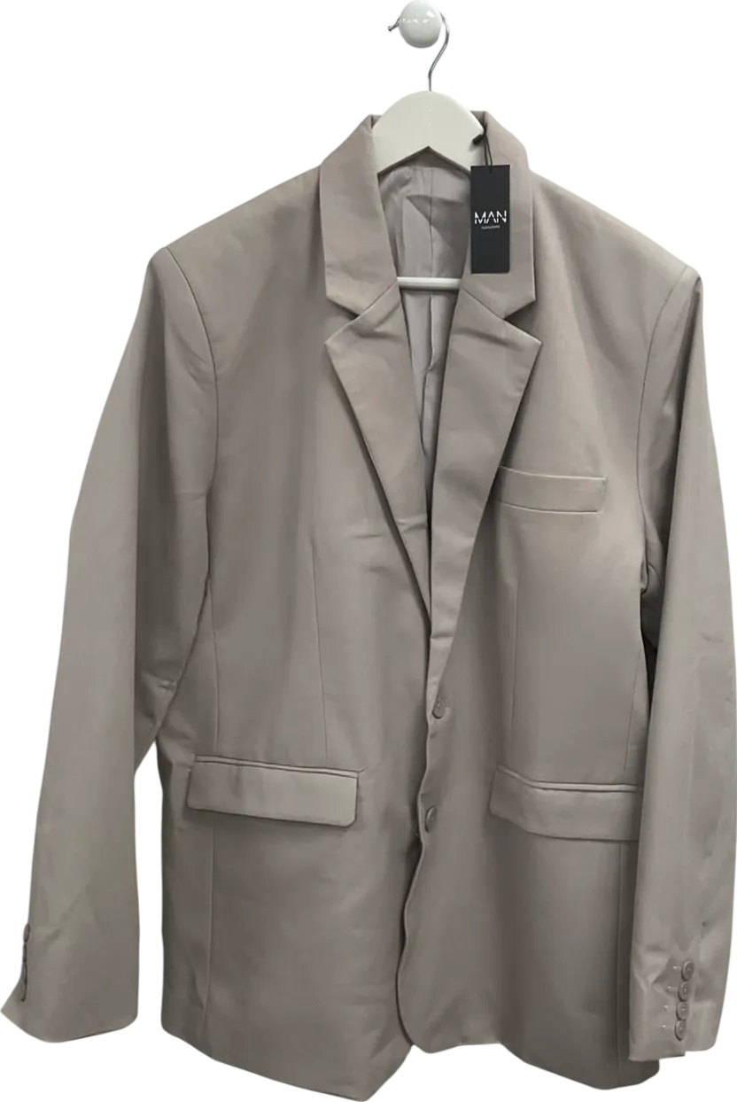 boohooMan Beige Single Breasted Linen Suit Jacket UK 40" CHEST