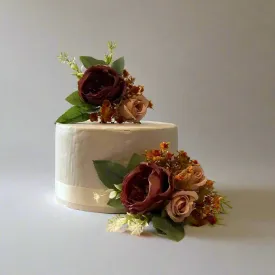Brown Peony, Nude Rose Artificial Cake Topper