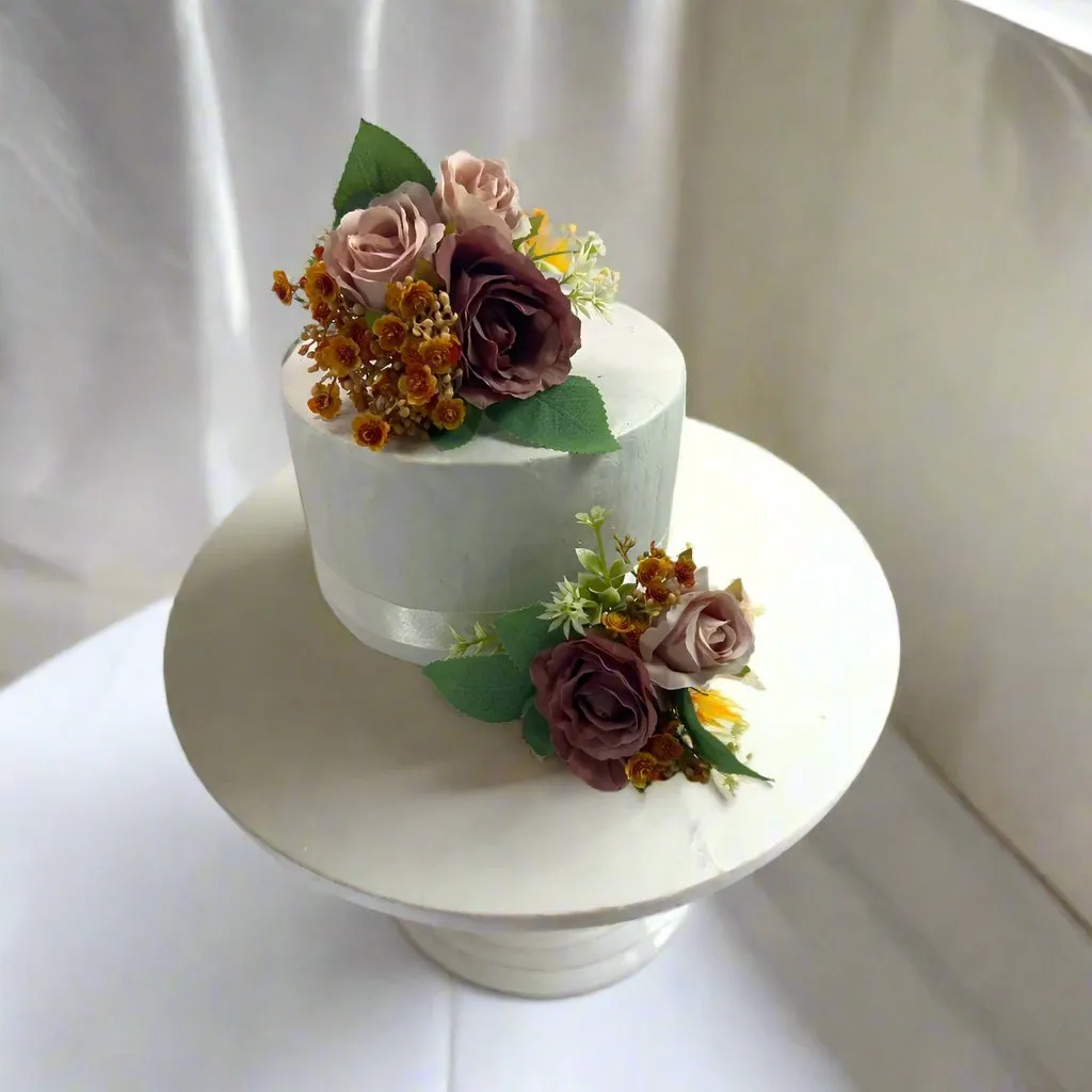 Brown Peony, Nude Rose Artificial Cake Topper