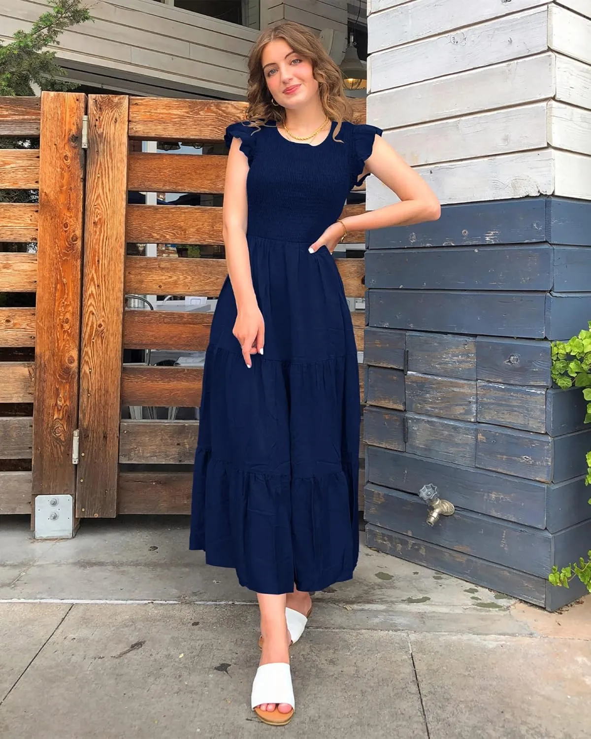 BTFBM Women Casual Short Sleeve Crew Neck Summer Dress Bohemian Floral Printed Flowy Maxi Dresses Tiered Cocktail Dress