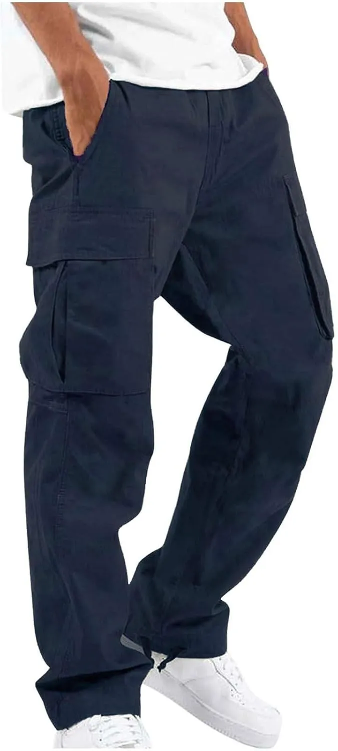 Cargo Pants for Men Lightweight Elastic Waist Joggers Casual Athletic Hiking Pants Multi Pockets 2025 Tactical Pants