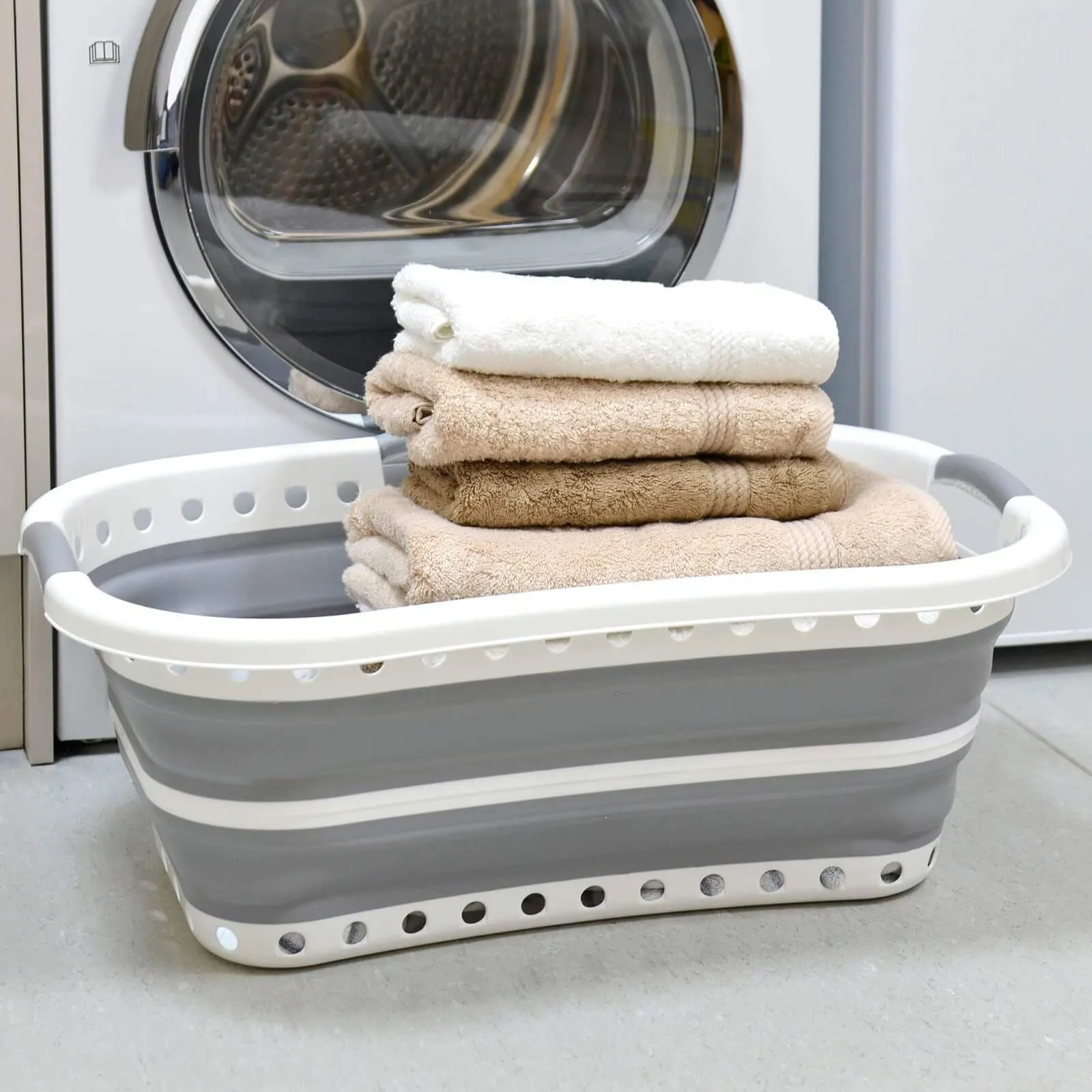 Collapsible Laundry Basket Space Saver Curved Side 37L