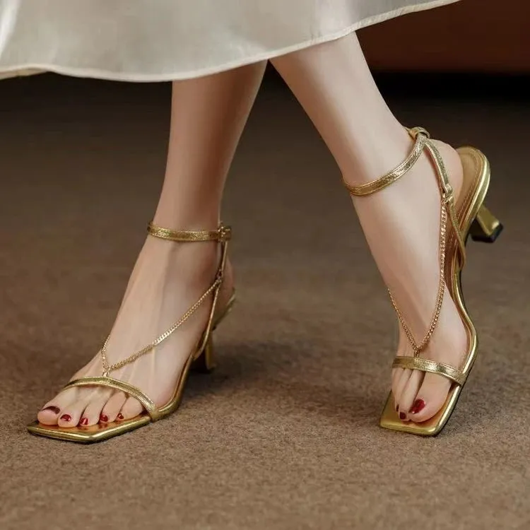 Elegant Office Gold and Black High Heels
