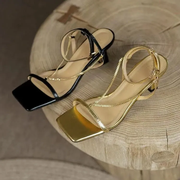 Elegant Office Gold and Black High Heels