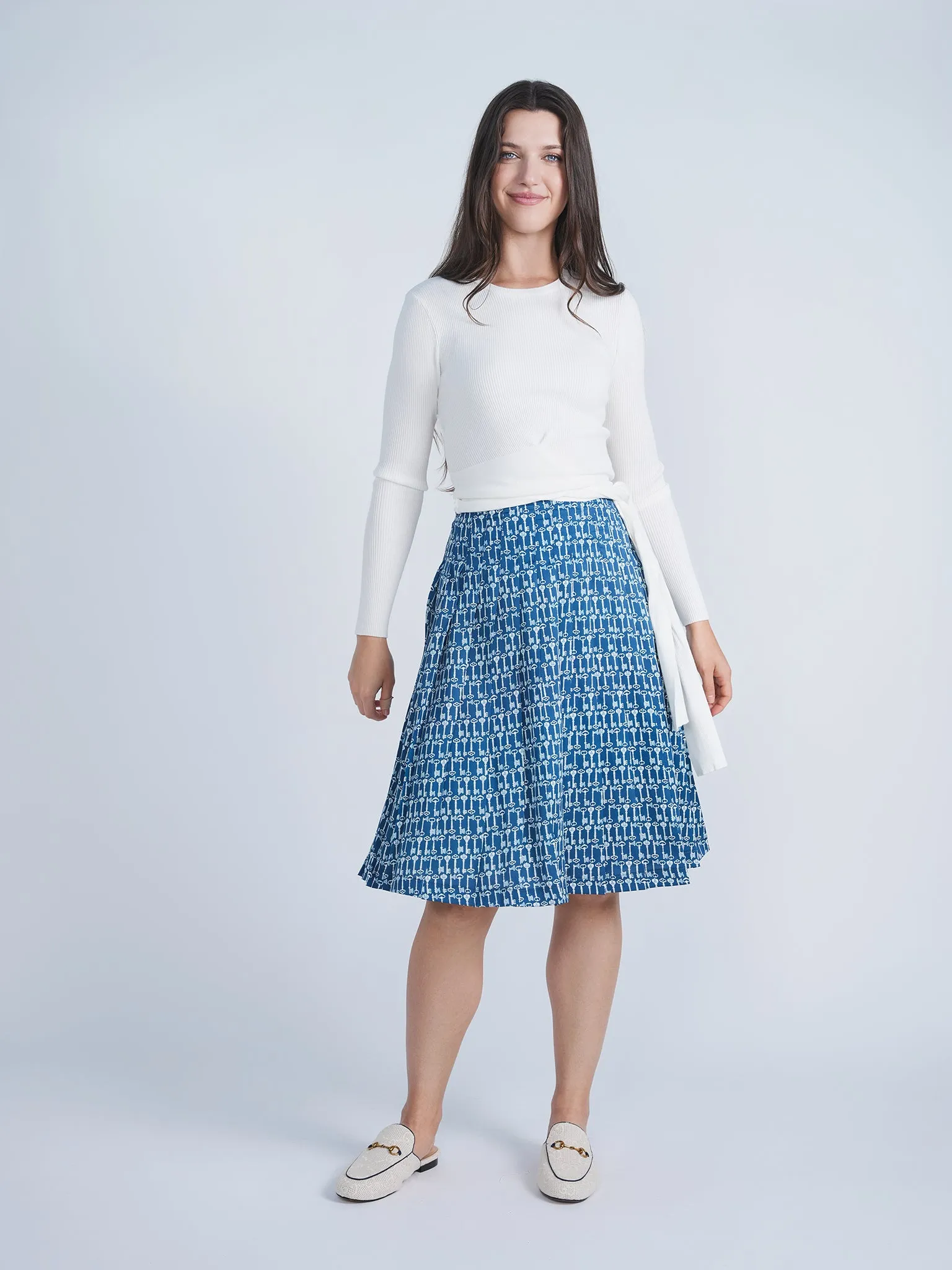 Ginger Blue Printed Short Skirt SB4CPT5100
