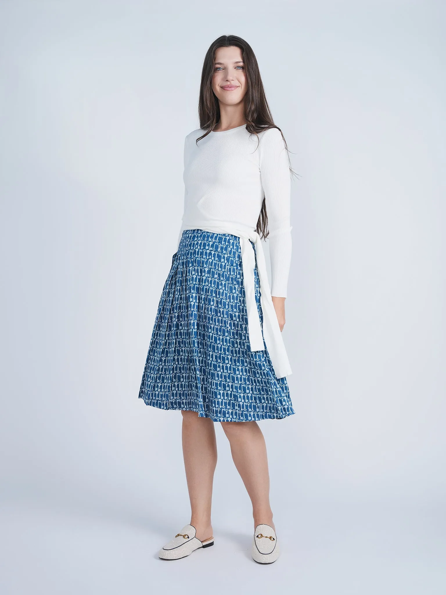 Ginger Blue Printed Short Skirt SB4CPT5100
