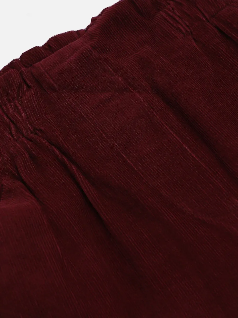 Girls Burgundy Corduroy Paper Bag Pants