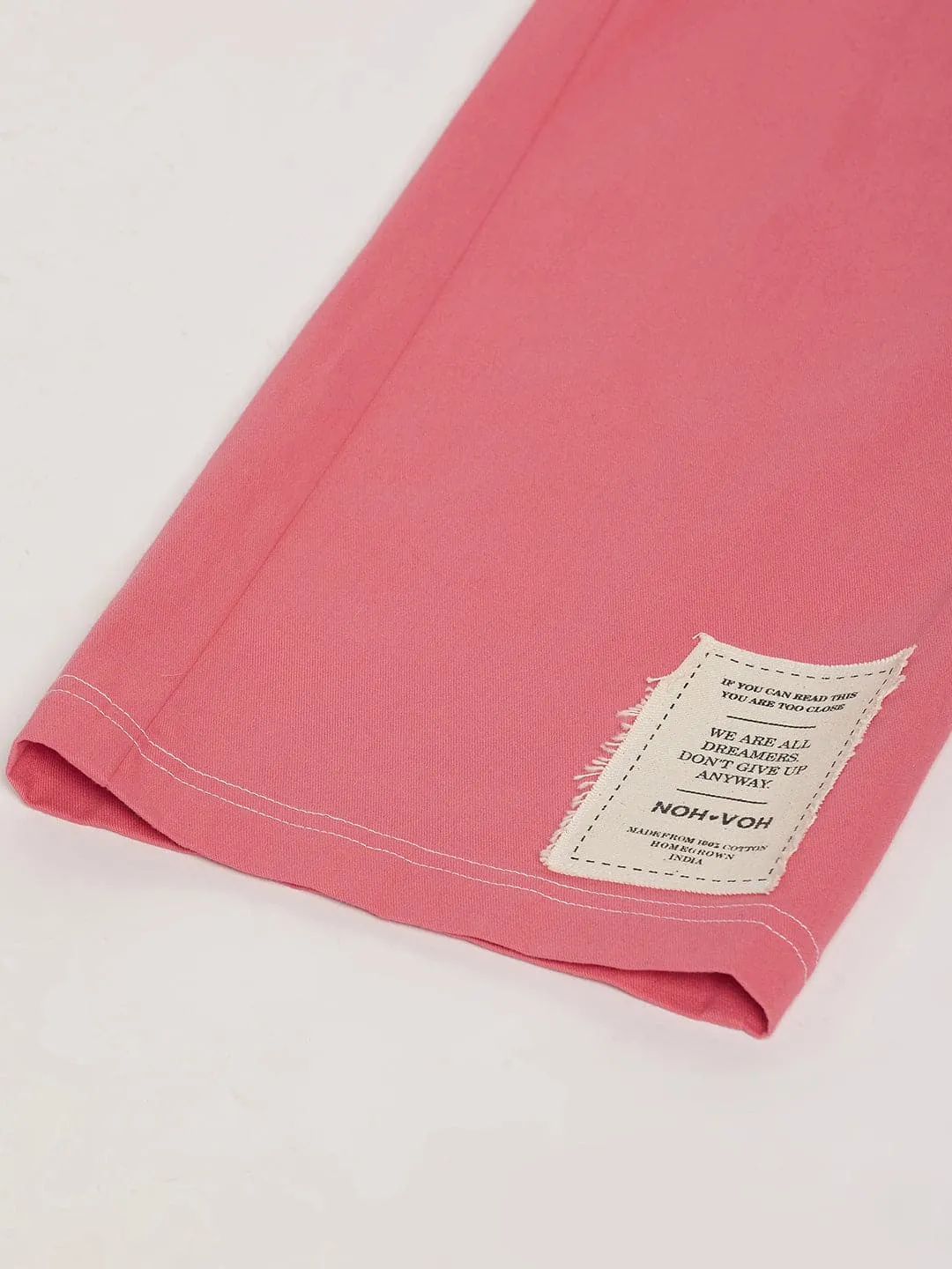 Girls Red Contrast Thread Twill Straight Pants