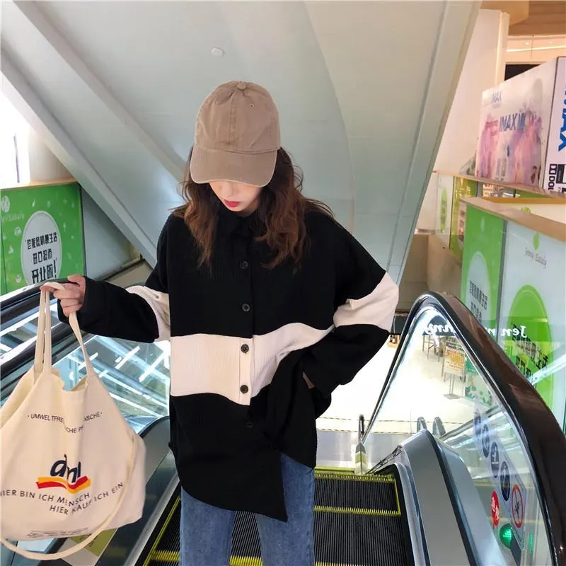 Gray Black Internet Girl Aesthetic Cardigan Sweater