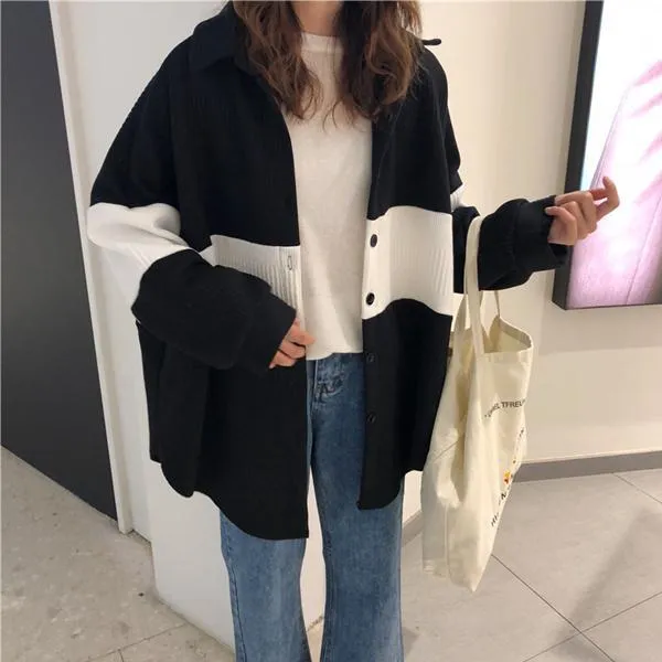 Gray Black Internet Girl Aesthetic Cardigan Sweater