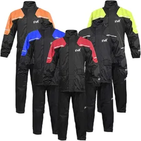 HWK Motorcycle Rain Suit for Men and Women, Two-Piece Waterproof Motorcycle Rain Gear with Reflective Jacket and Pants, All-Season Weatherproof Protection for Riding, Black, Large