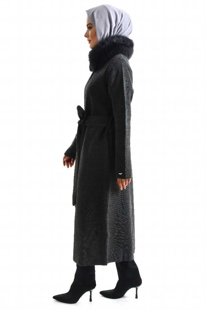Invee 6101 Fur Cardigan Gray