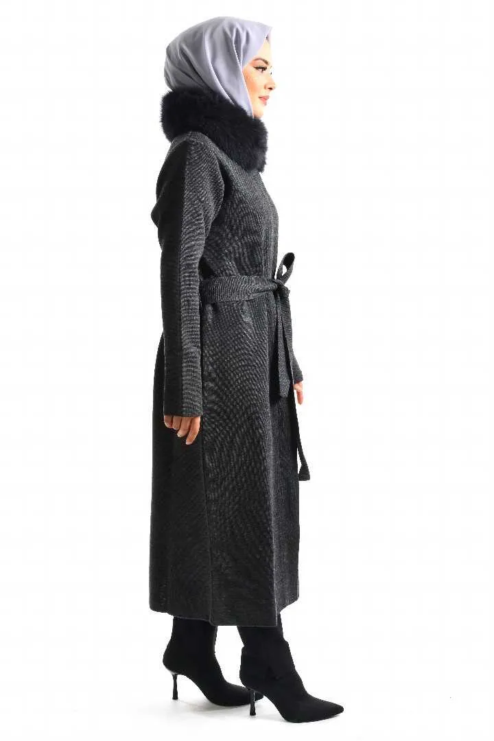 Invee 6101 Fur Cardigan Gray