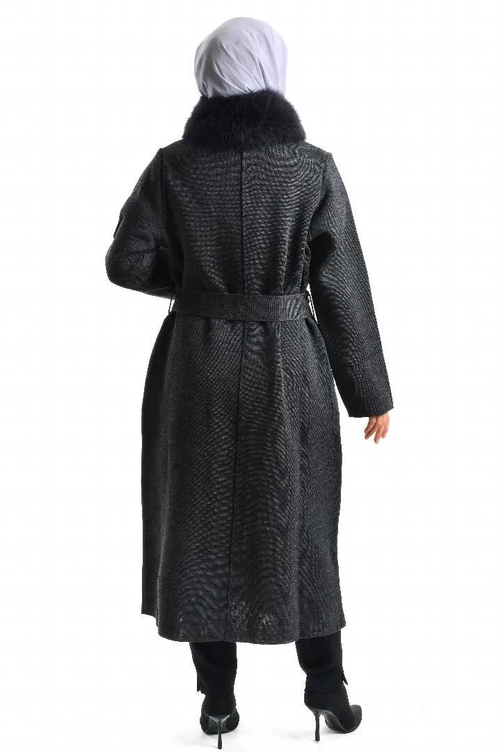 Invee 6101 Fur Cardigan Gray