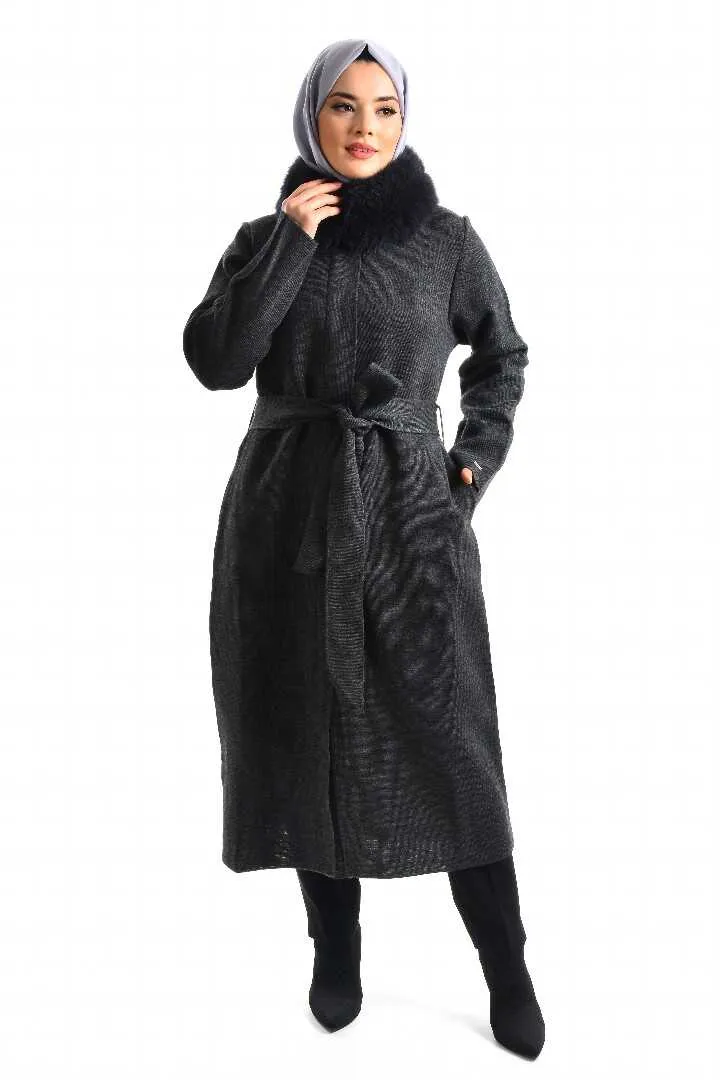 Invee 6101 Fur Cardigan Gray