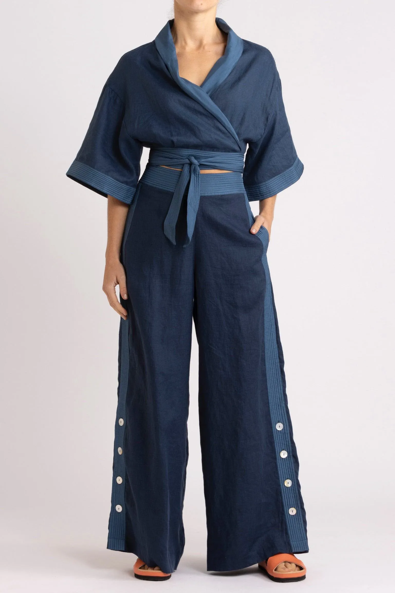Isadora Embroidered Linen & Silk Pant