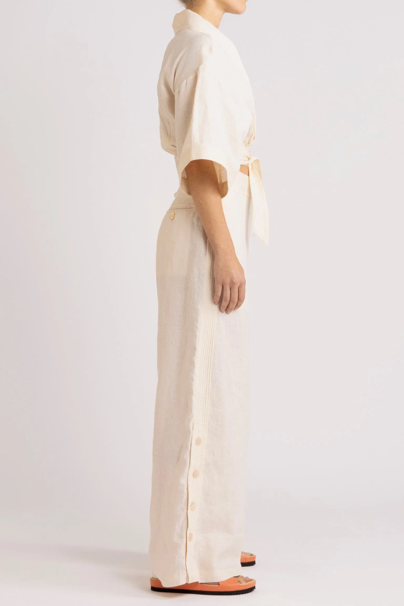 Isadora Embroidered Linen & Silk Pant