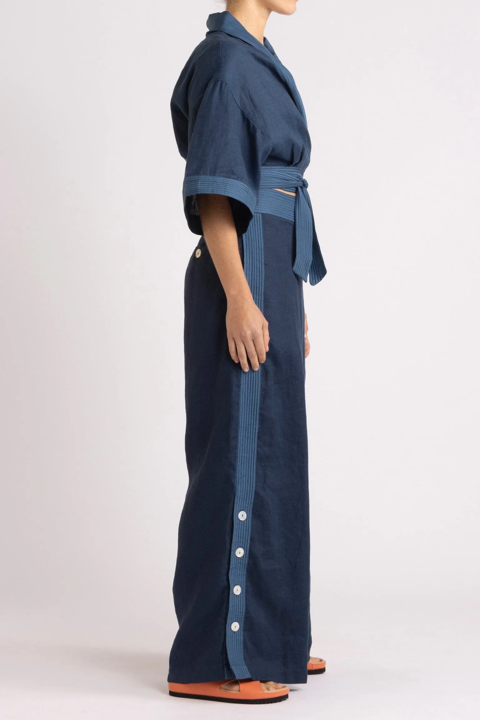 Isadora Embroidered Linen & Silk Pant
