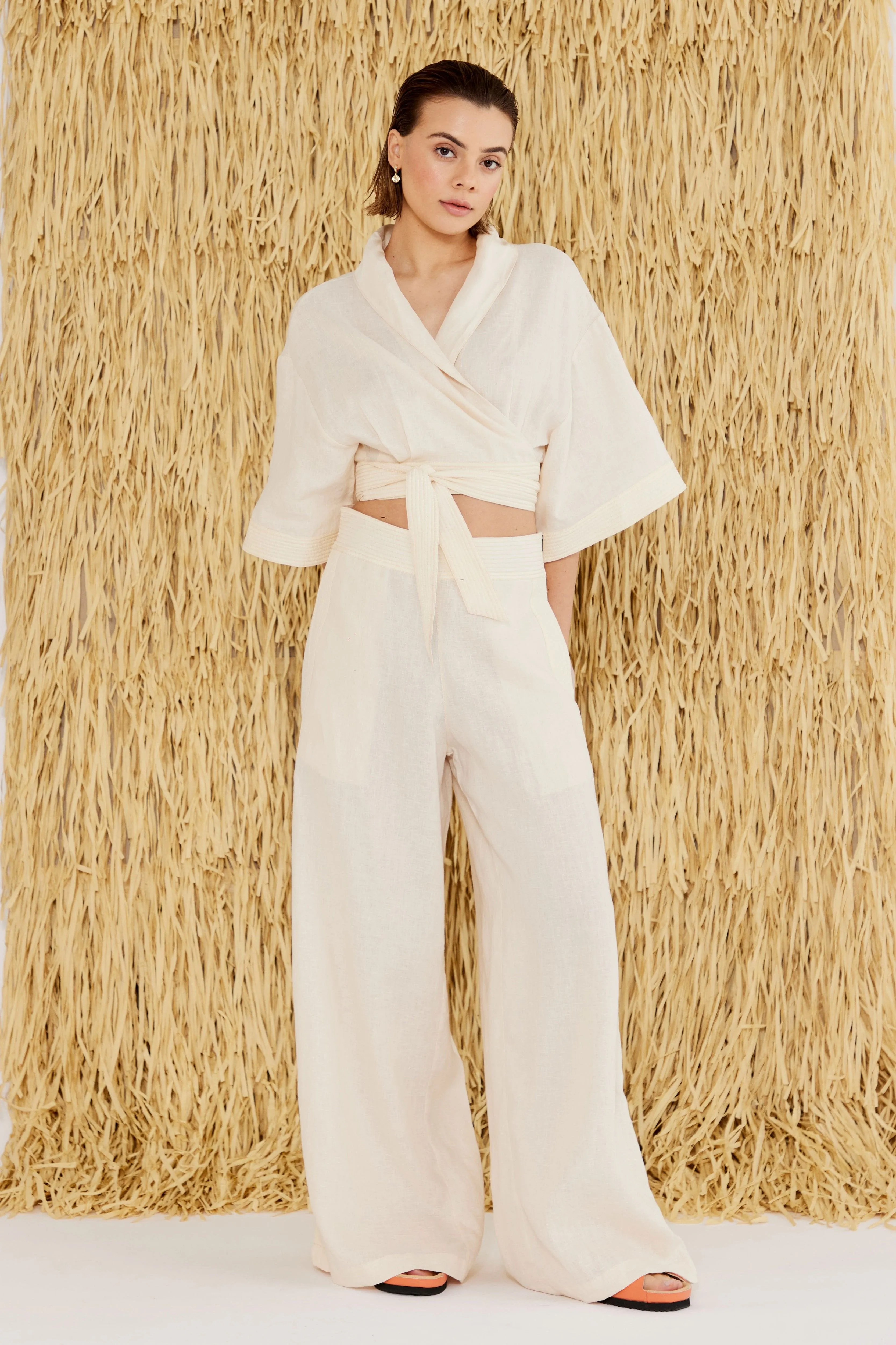 Isadora Embroidered Linen & Silk Pant