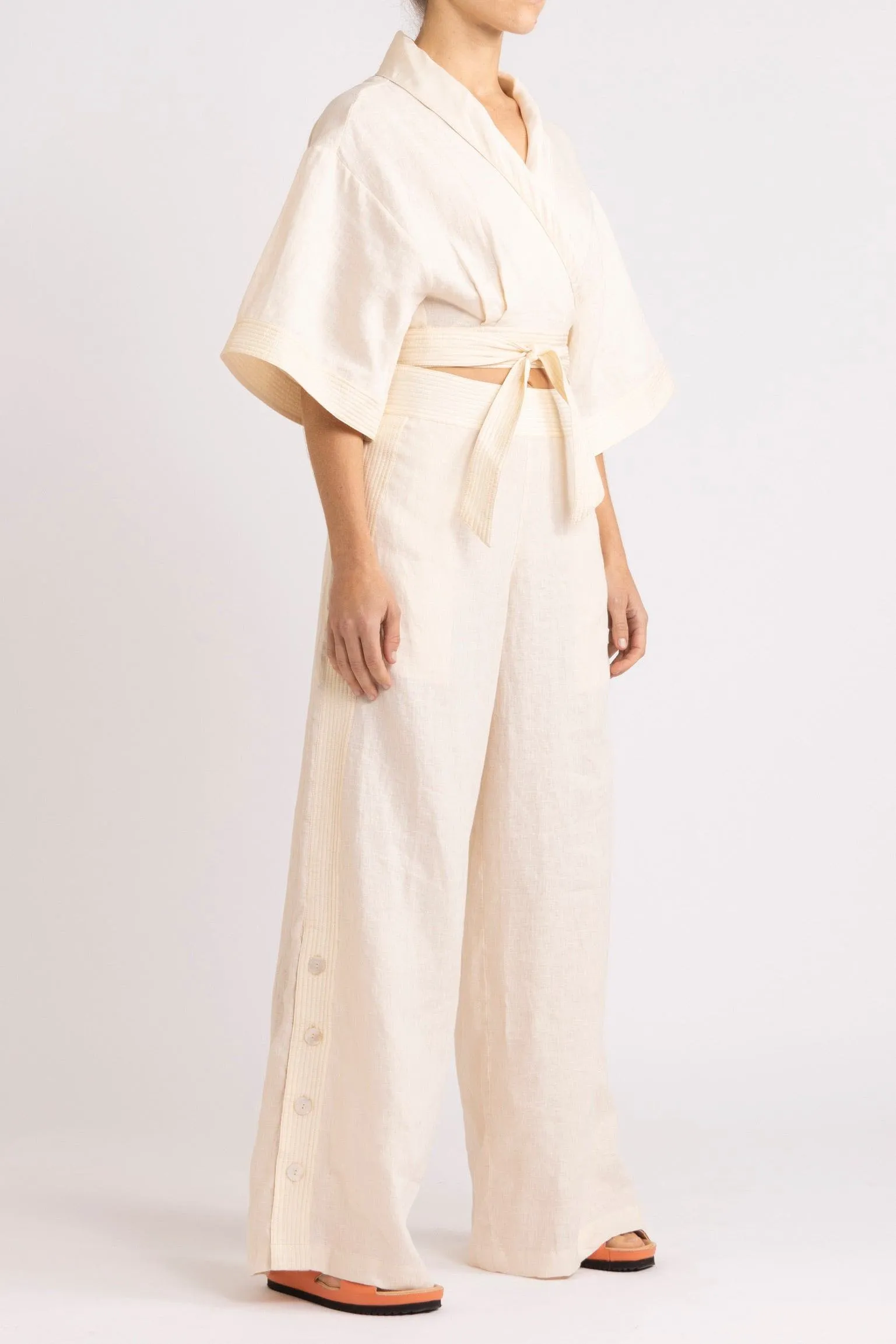 Isadora Embroidered Linen & Silk Pant