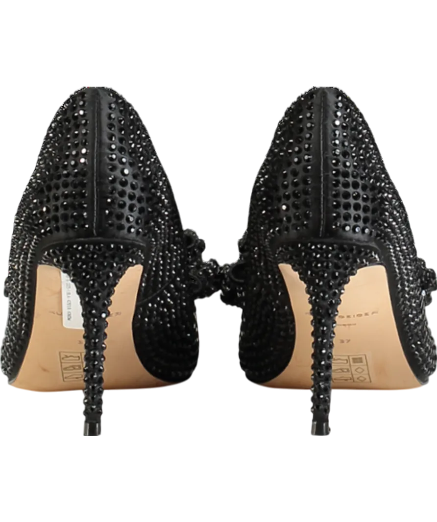Kurt Geiger Black Belgravia Crystal Bow Heels UK 4 EU 37 👠
