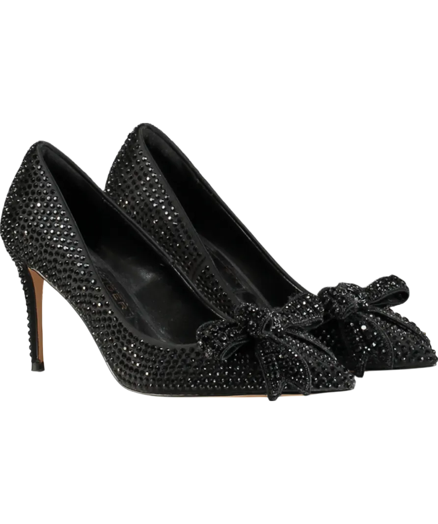 Kurt Geiger Black Belgravia Crystal Bow Heels UK 4 EU 37 👠