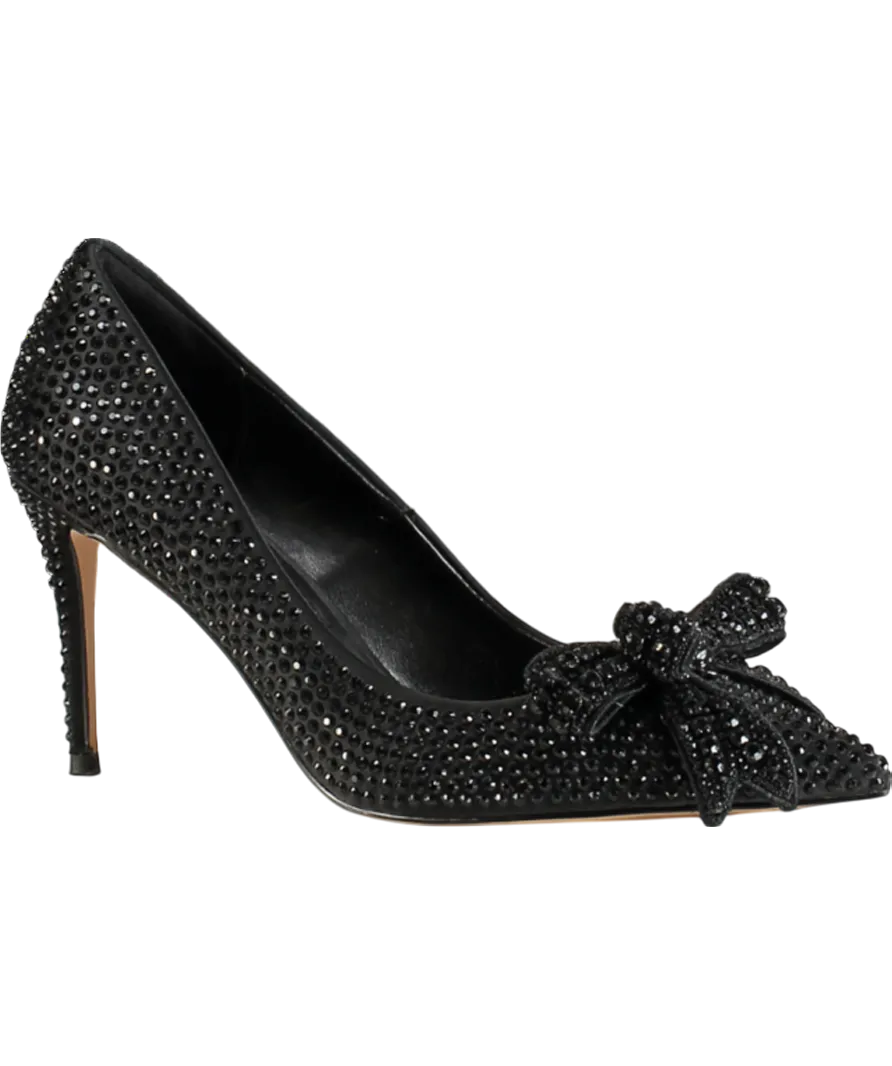 Kurt Geiger Black Belgravia Crystal Bow Heels UK 4 EU 37 👠