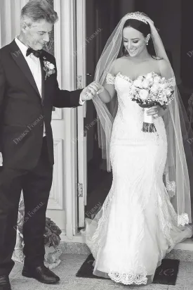 Lace Off-shoulder Sweetheart Mermaid Made-to-Order Wedding Dress