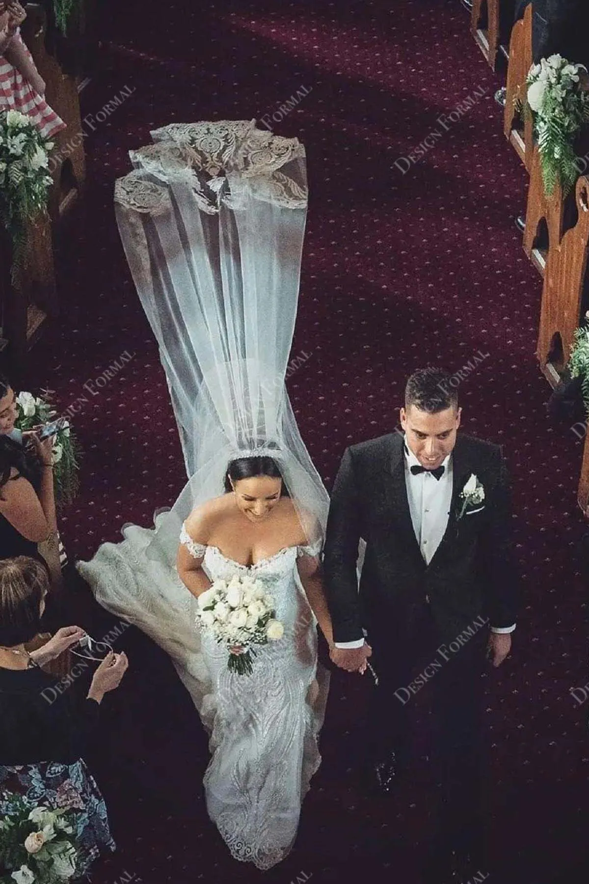 Lace Off-shoulder Sweetheart Mermaid Made-to-Order Wedding Dress