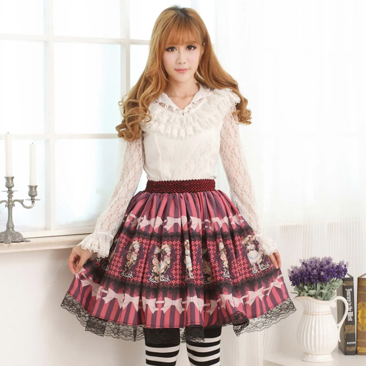 Lolita Sweet Princess Alice's Tea Party Series Short Skirt with Lace Trimming for Girl