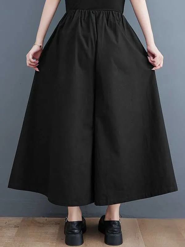 Loose Wide Leg Abstract Printed Elasticity Casual Pants Bottoms