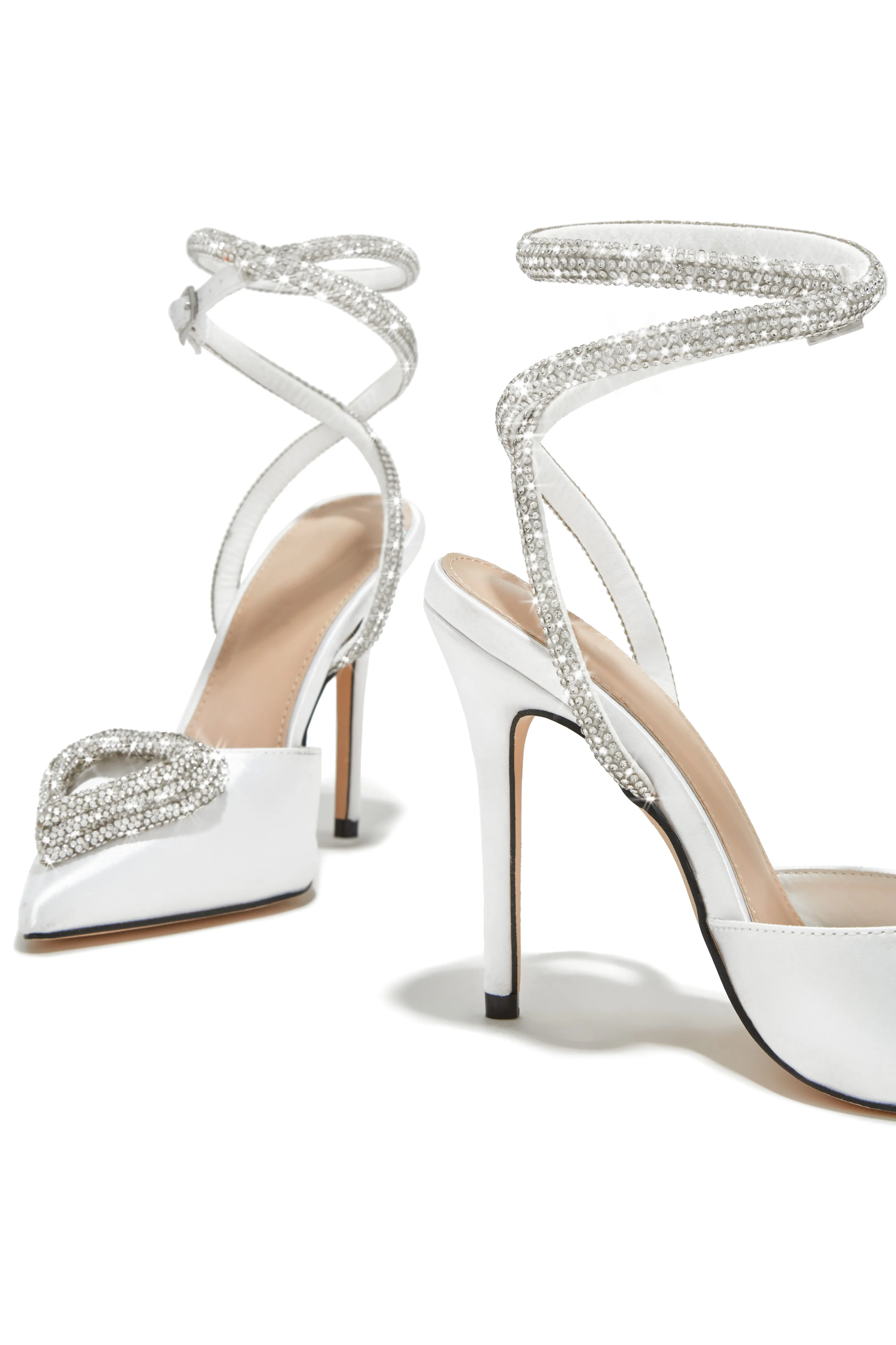 Love Language Embellished Heart Heel Pumps - White