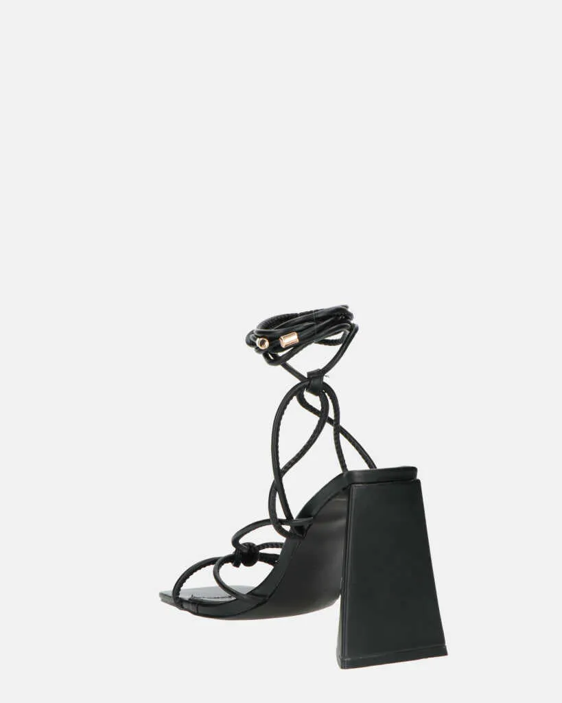 LUCE - sandali con tacco e lacci neri