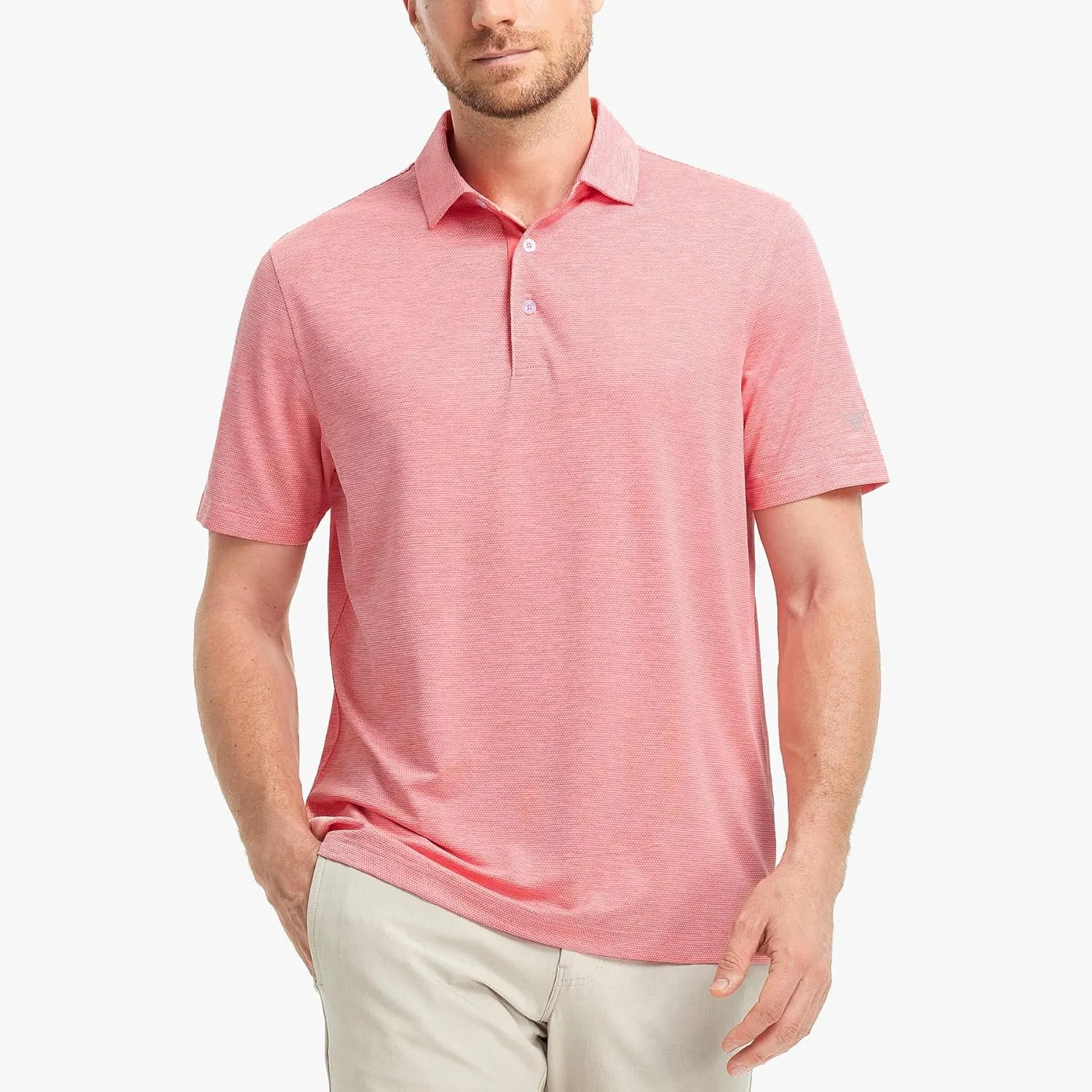 M MAELREG Golf Shirts for Men Dry Fit Short Sleeve Performance Moisture Wicking Heather Jacquard Active Mens Polo Shirts